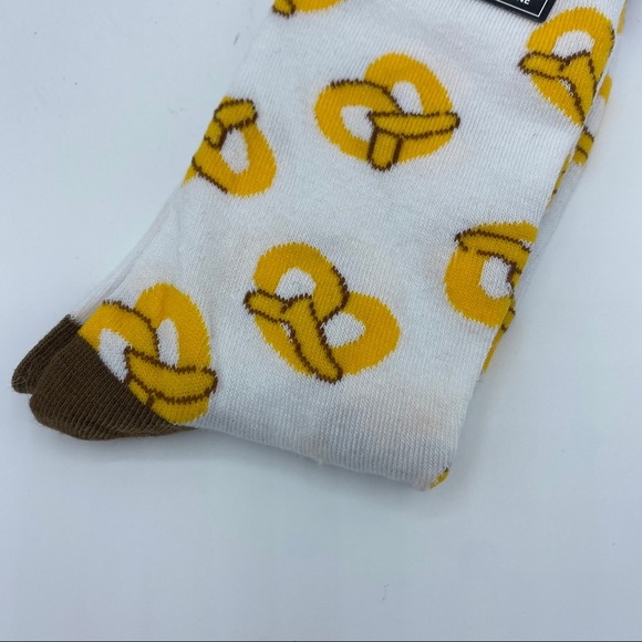 Men's Fashion Socks; White & Yellow with Pretzels - Picture 2 of 7